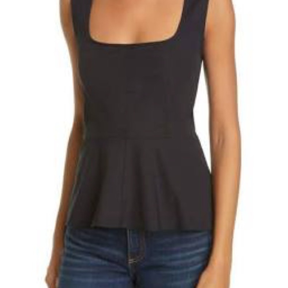 Veronica Beard BLACK Basso Fitted Peplum Tank Top